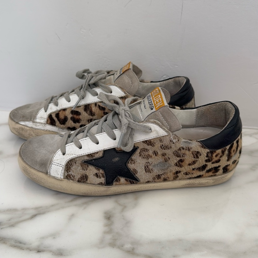 Leopard and suede Golden Goose Superstar sneaker 38